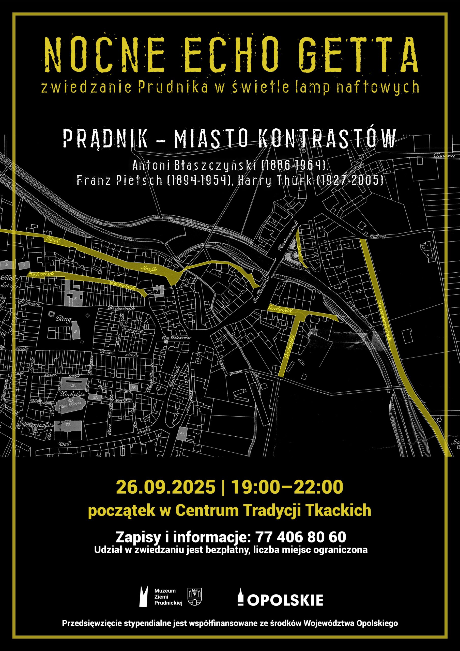 Nocne zwiedzanie Prudnika w świetle lamp naftowych